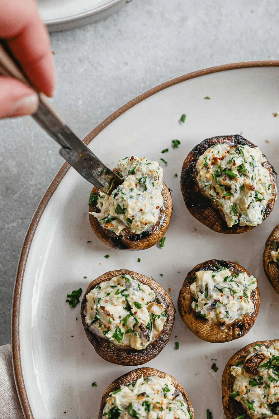 Gefüllte Champignons vom Grill, perfekt für eine vegetarische Grillparty.
