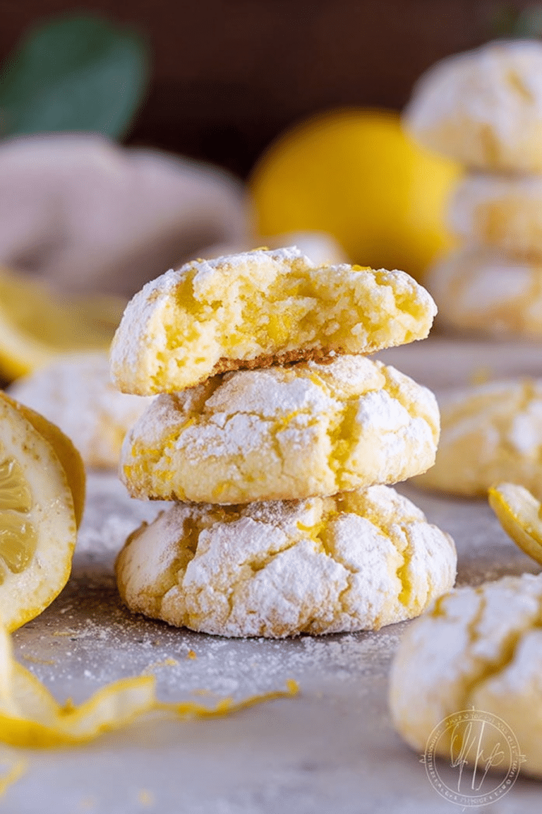Leckere Zitronenkekse auf einem Teller mit frischen Zitronen und Minze.