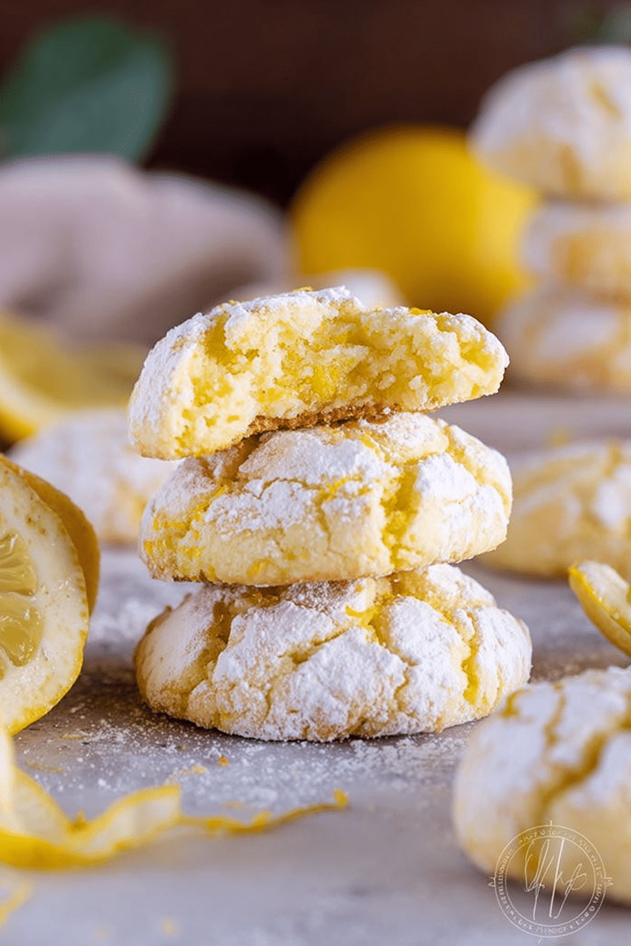 Leckere Zitronenkekse auf einem Teller mit frischen Zitronen und Minze.